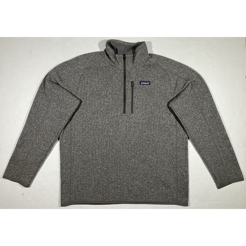 Patagonia Better Sweater Mens Large Rib Knit Gray 1/4 Zip Fleece Pullover